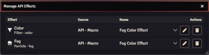 Manage API Effects