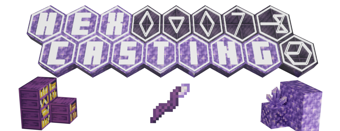 Banner, showing the name of the mod, a staff, some bookshelves, and some amethyst.