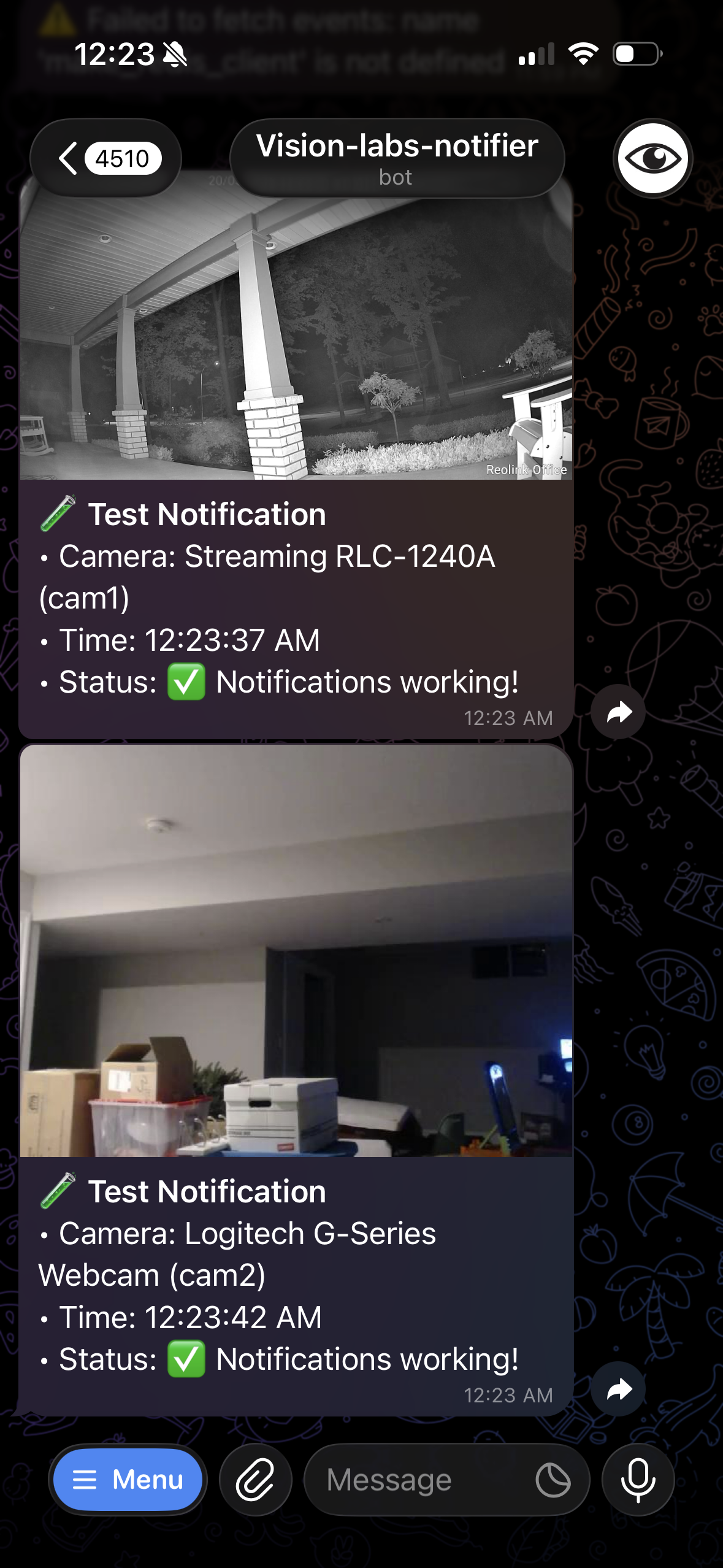 Telegram alerts