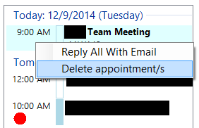 Reply all attendees with an email and delete appointments directly here