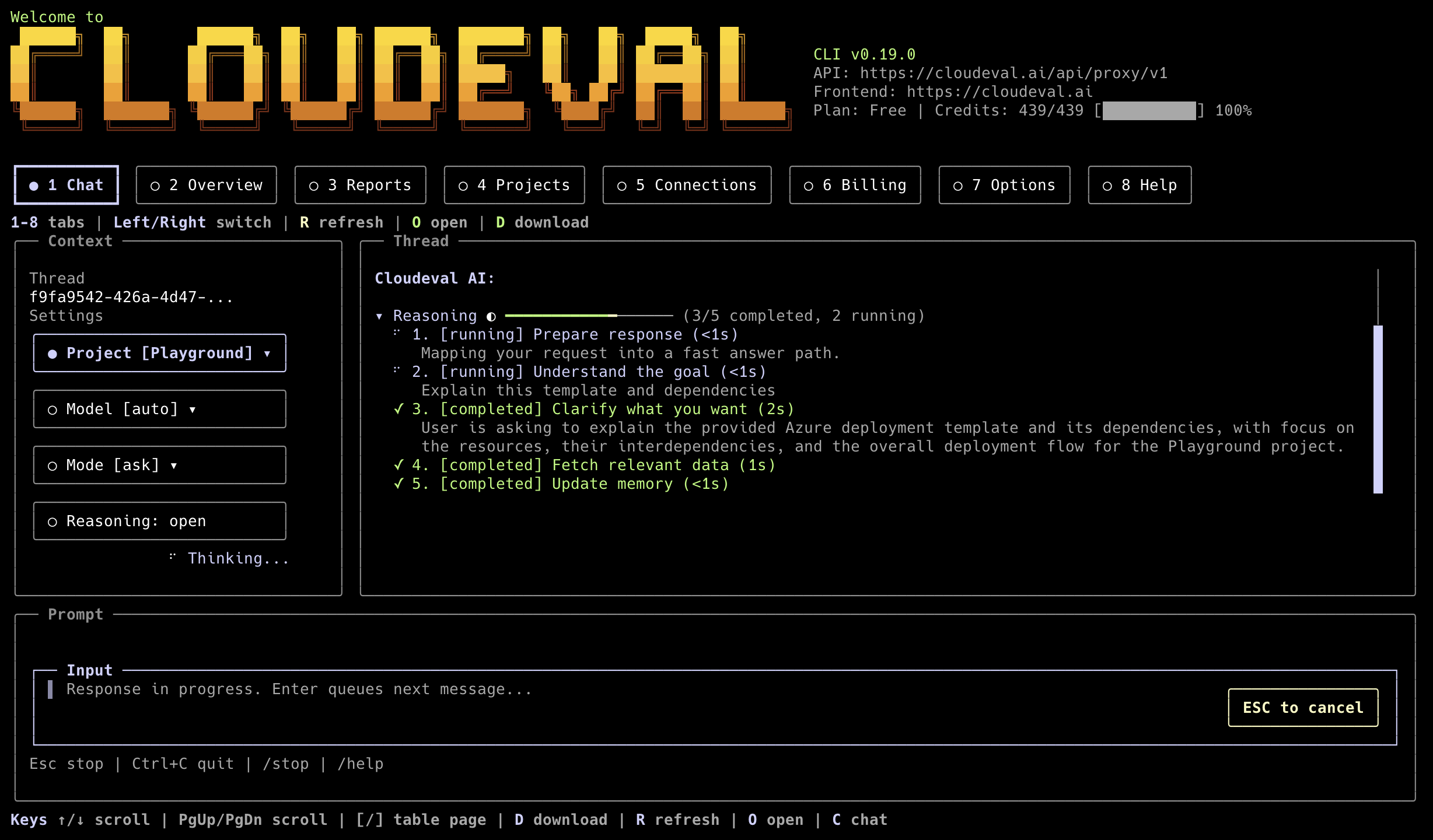 Cloudeval CLI terminal UI
