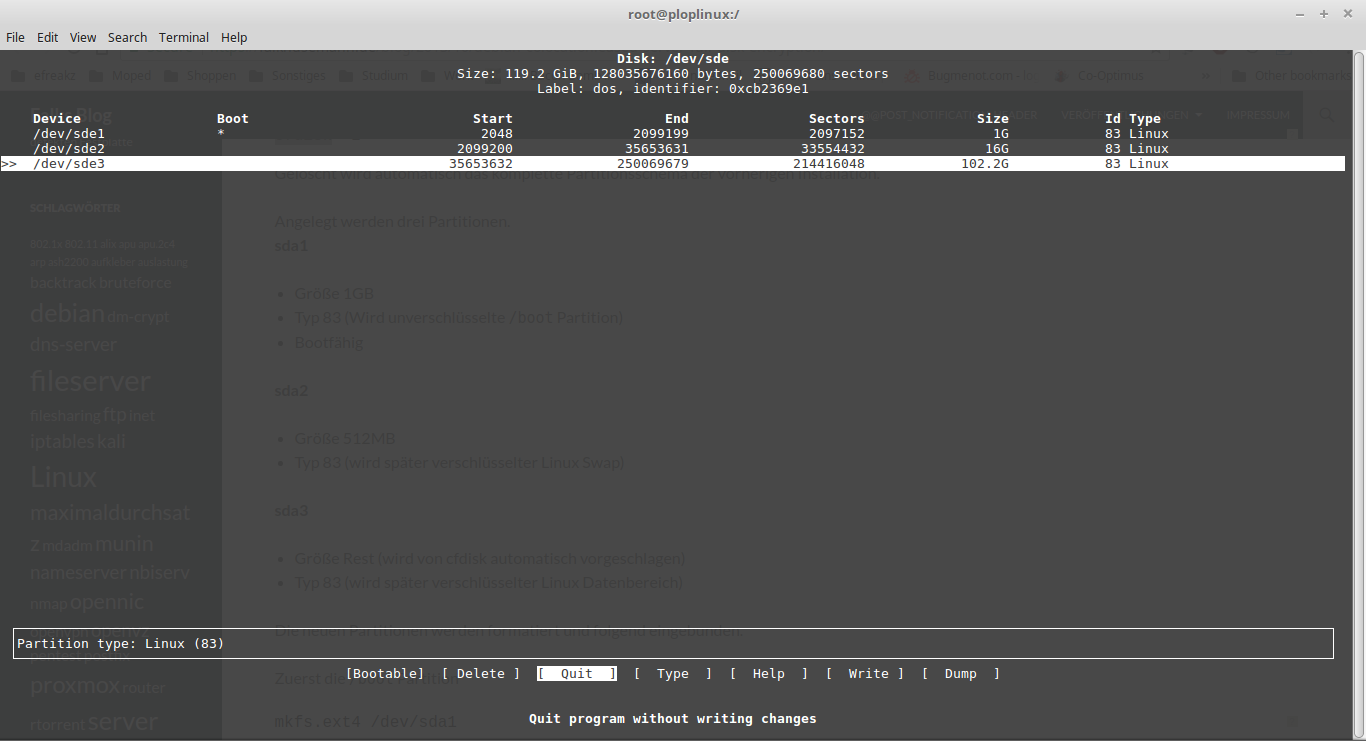 cfdisk post cfdisk