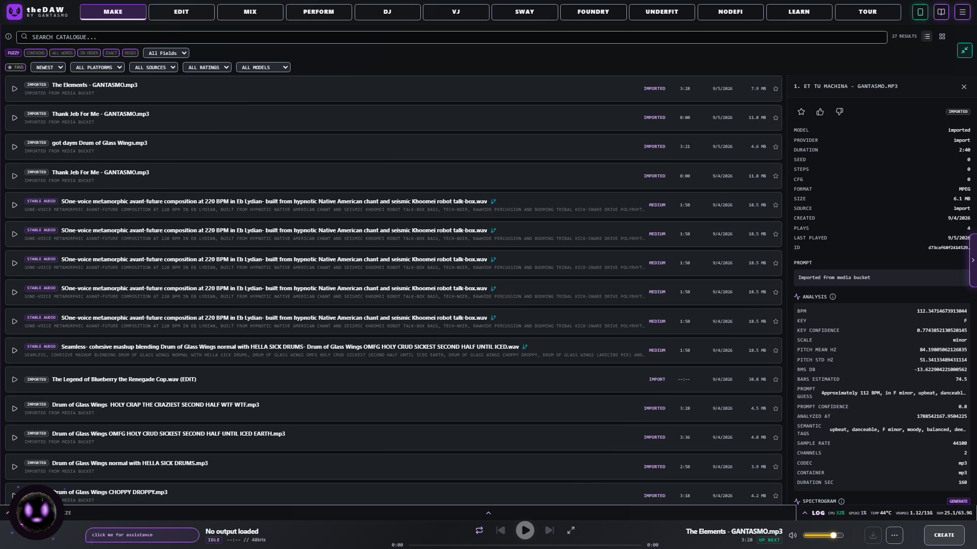The Catalogue gallery with provider badges and the inspector