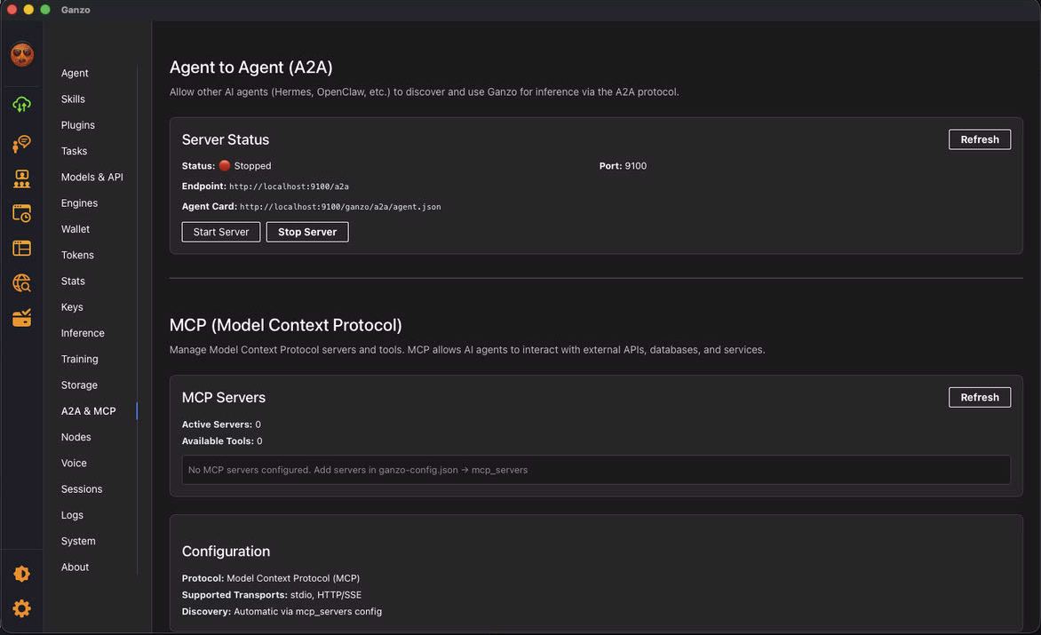 A2A & MCP panel screenshot