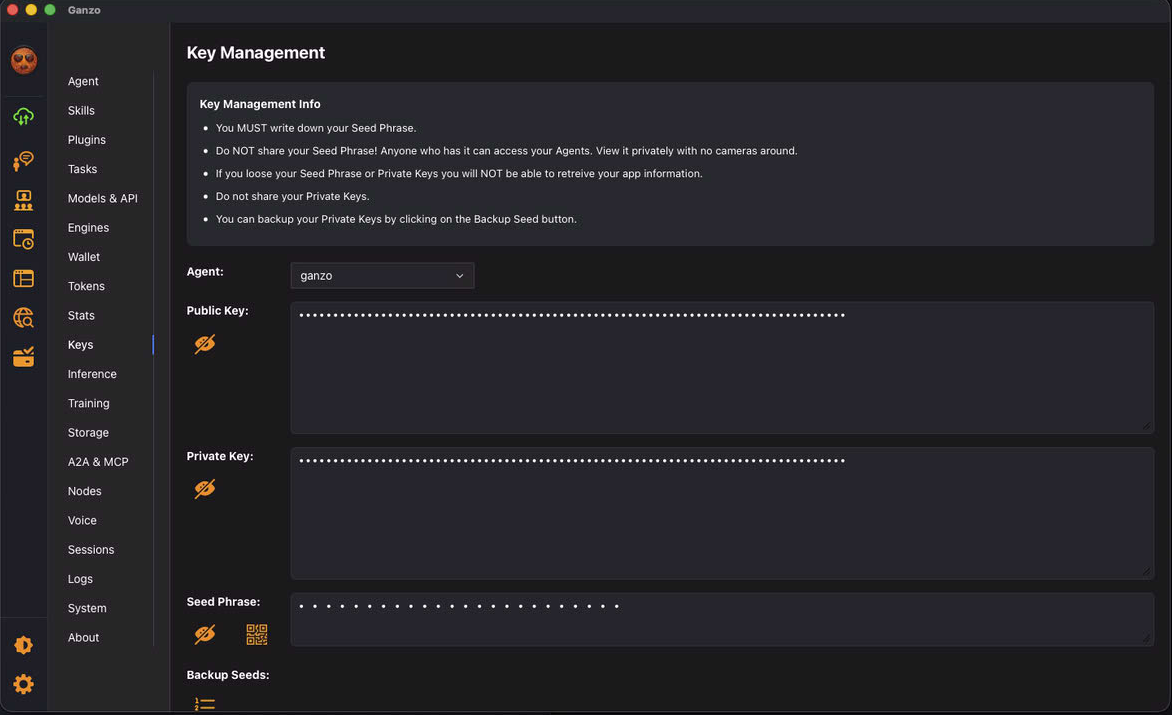 Keys panel screenshot