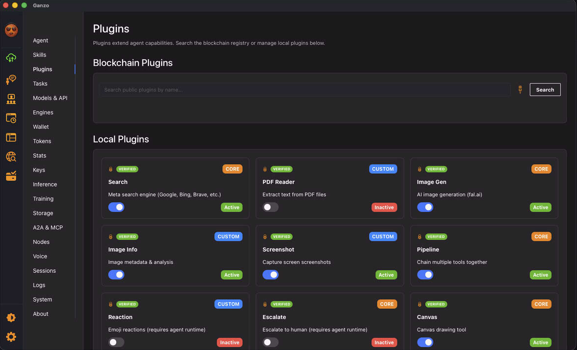 Plugins panel screenshot