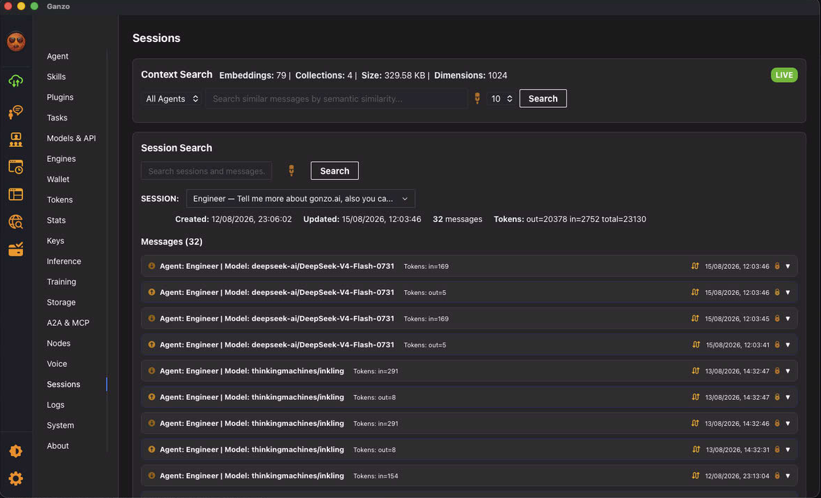 Sessions panel screenshot