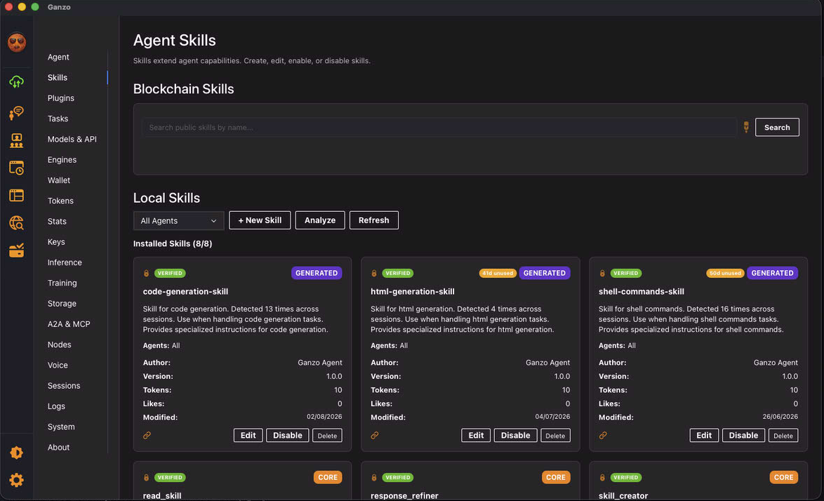 Skills panel screenshot
