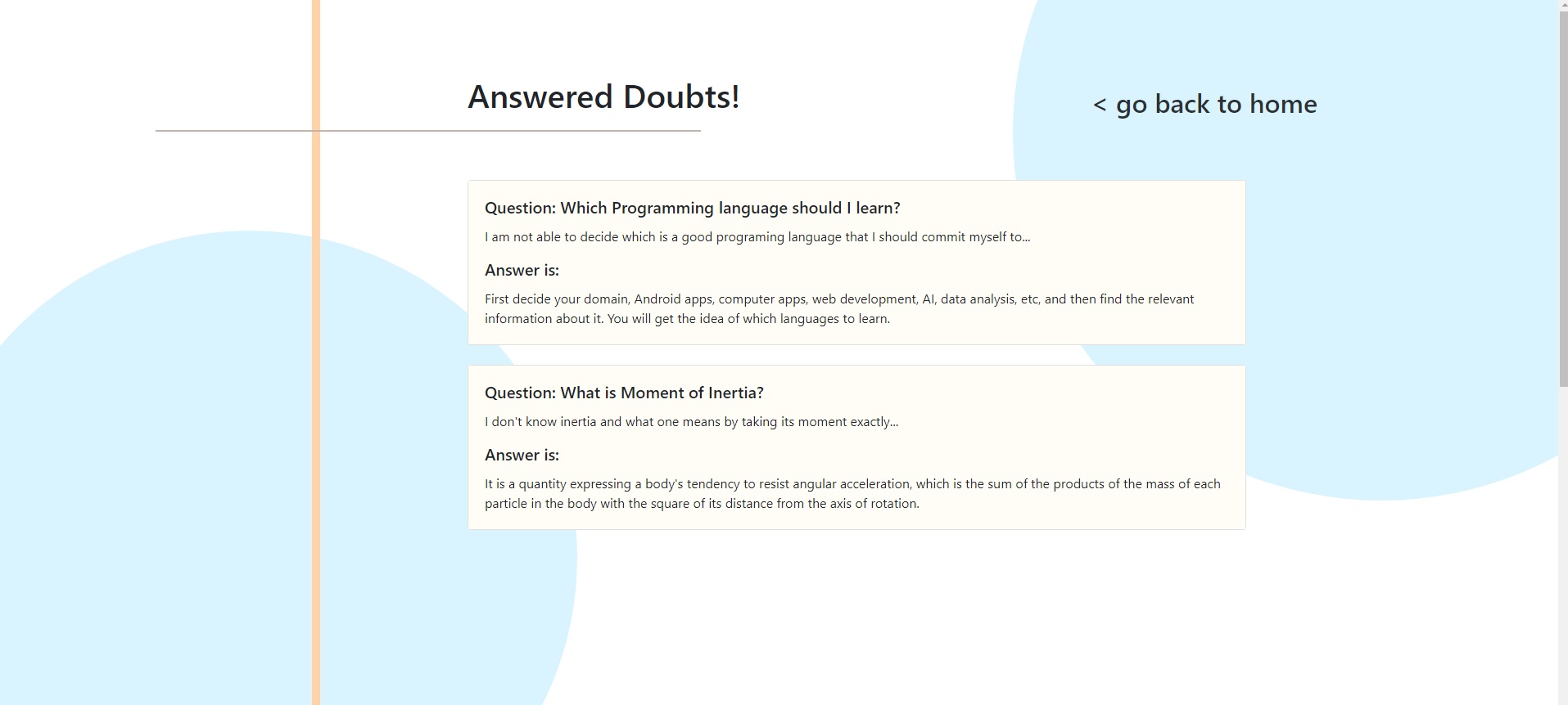 answered doubts page