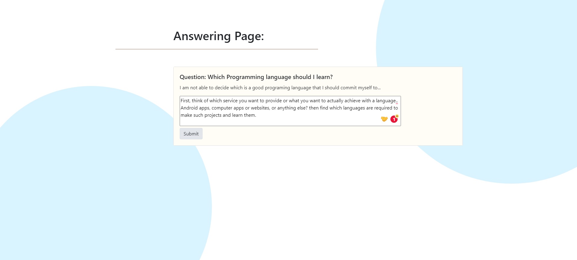 doubt answering page