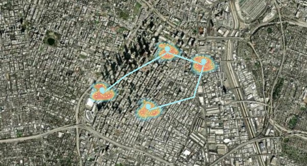 Los Angeles heatmap and route