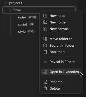 screenshot of file context menu