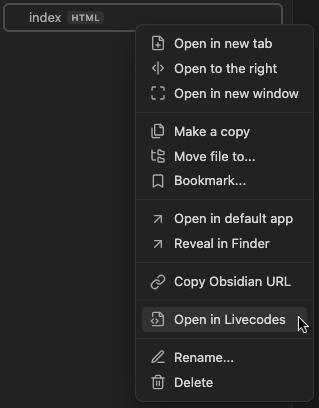 screenshot of file context menu