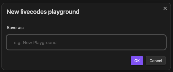 screenshot of quick playground modal