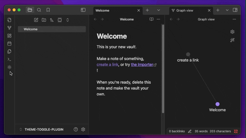Screenshot of theme-toggle plugin