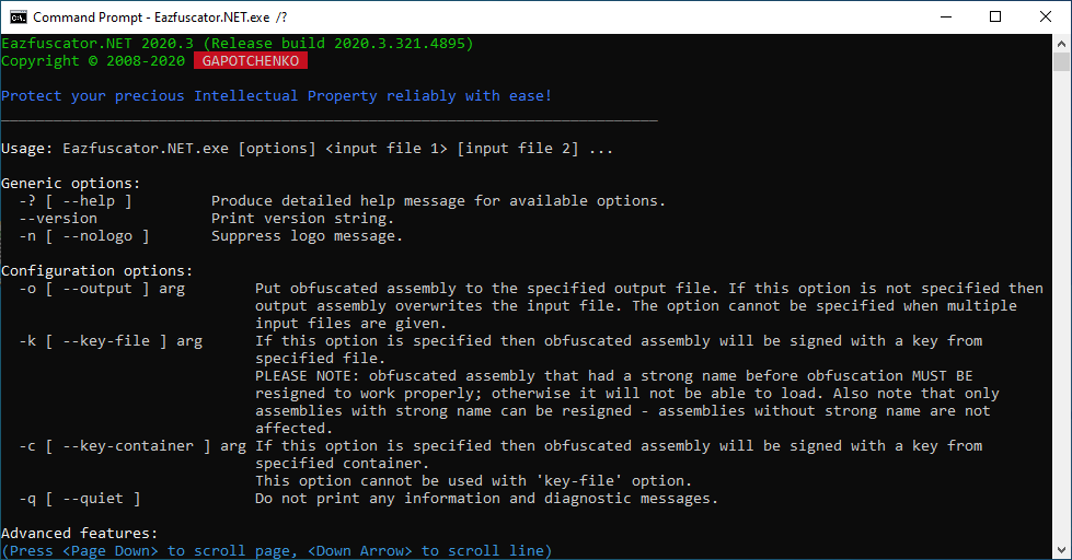 Console output pagination