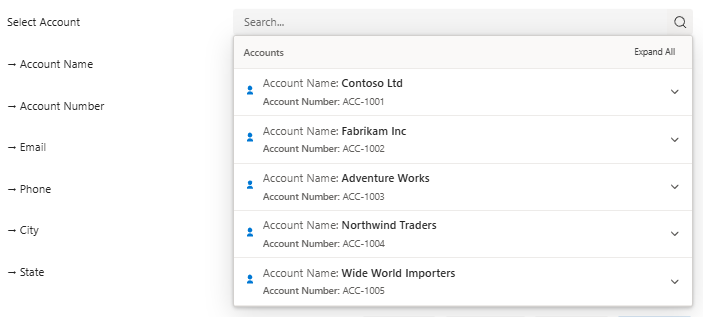 Inline Lookup Dropdown
