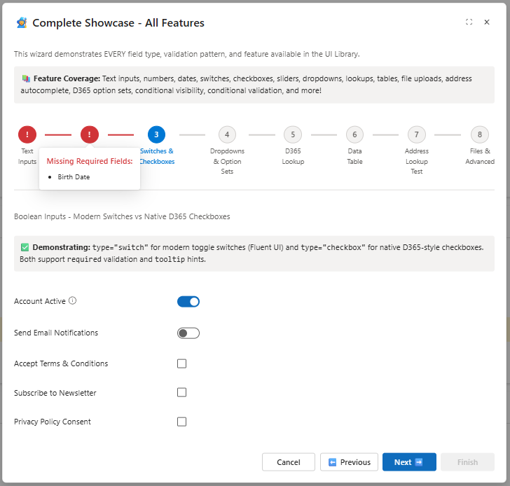 Step Validation Popover