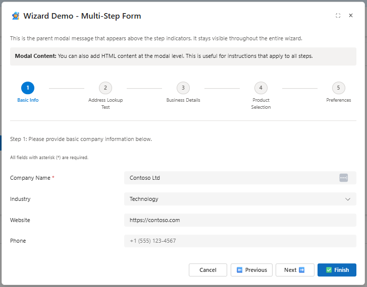 Wizard Modal with Step Indicators