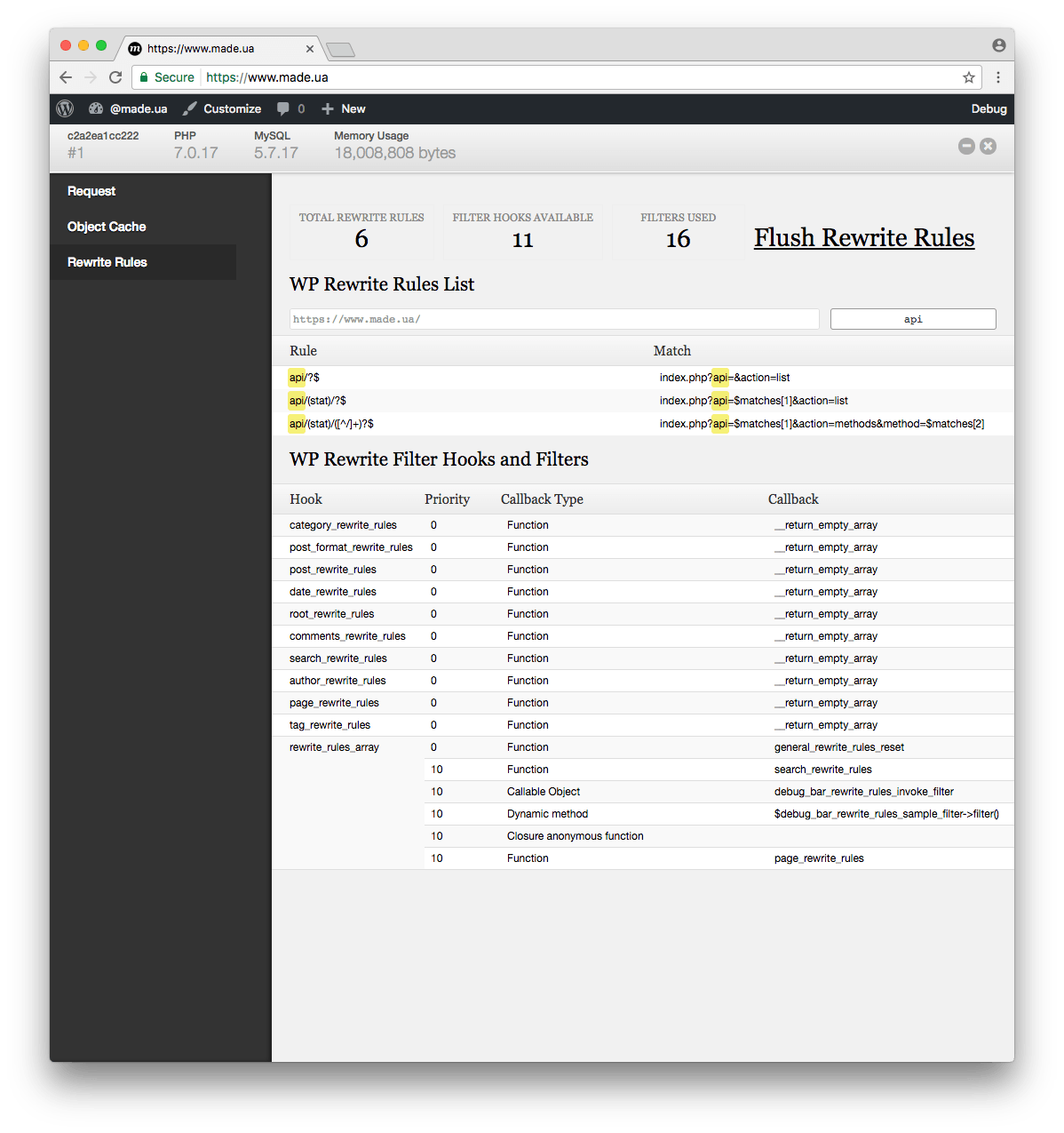 Searching in rules list alongside with filtering and highlighting occurrences.