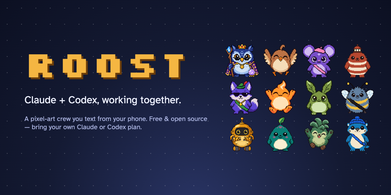 Roost — your coding agents, as a pixel-art crew, in your pocket