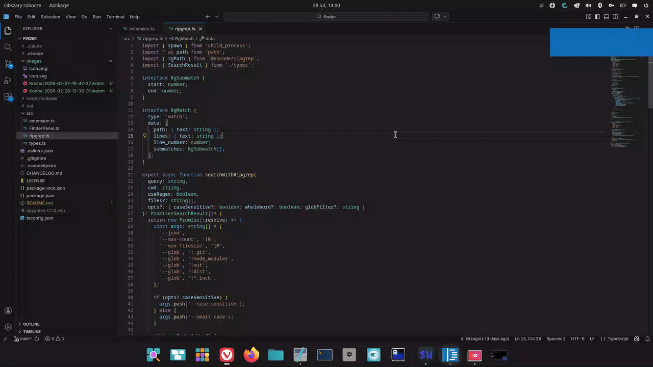 Full-text search with live preview