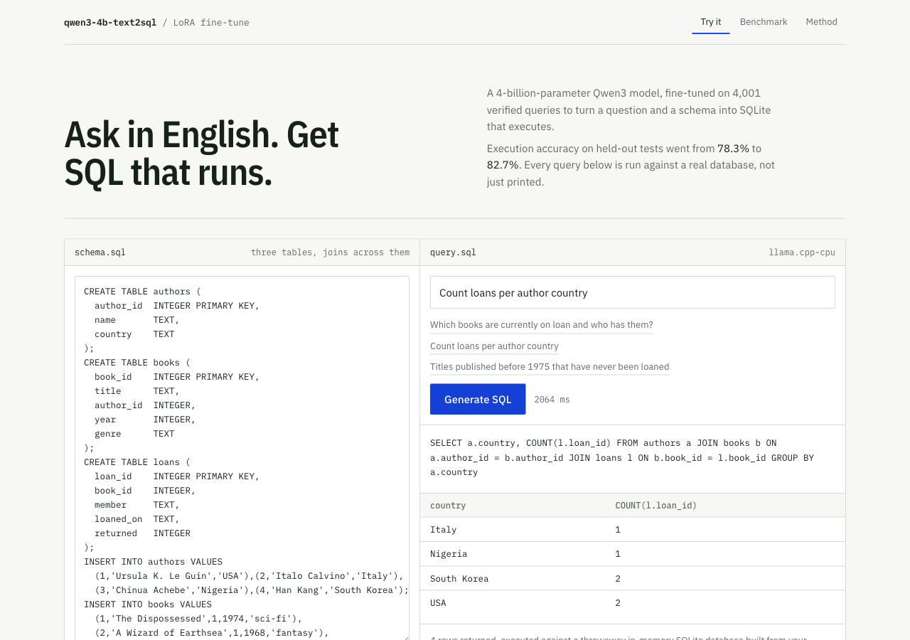 The demo generating and running a three-table join