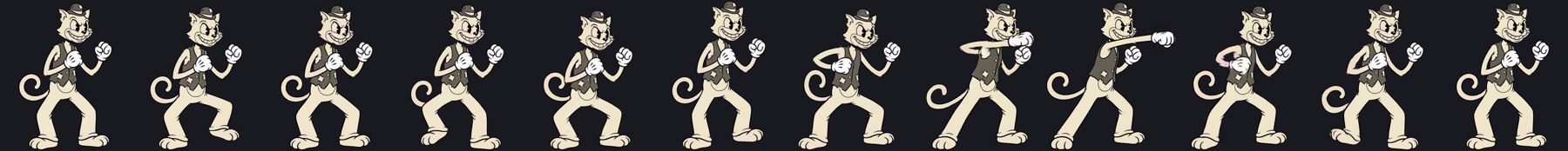 Twelve keyed sprite frames selected from 124 video frames