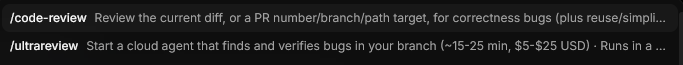 Composer command menu with truncated descriptions