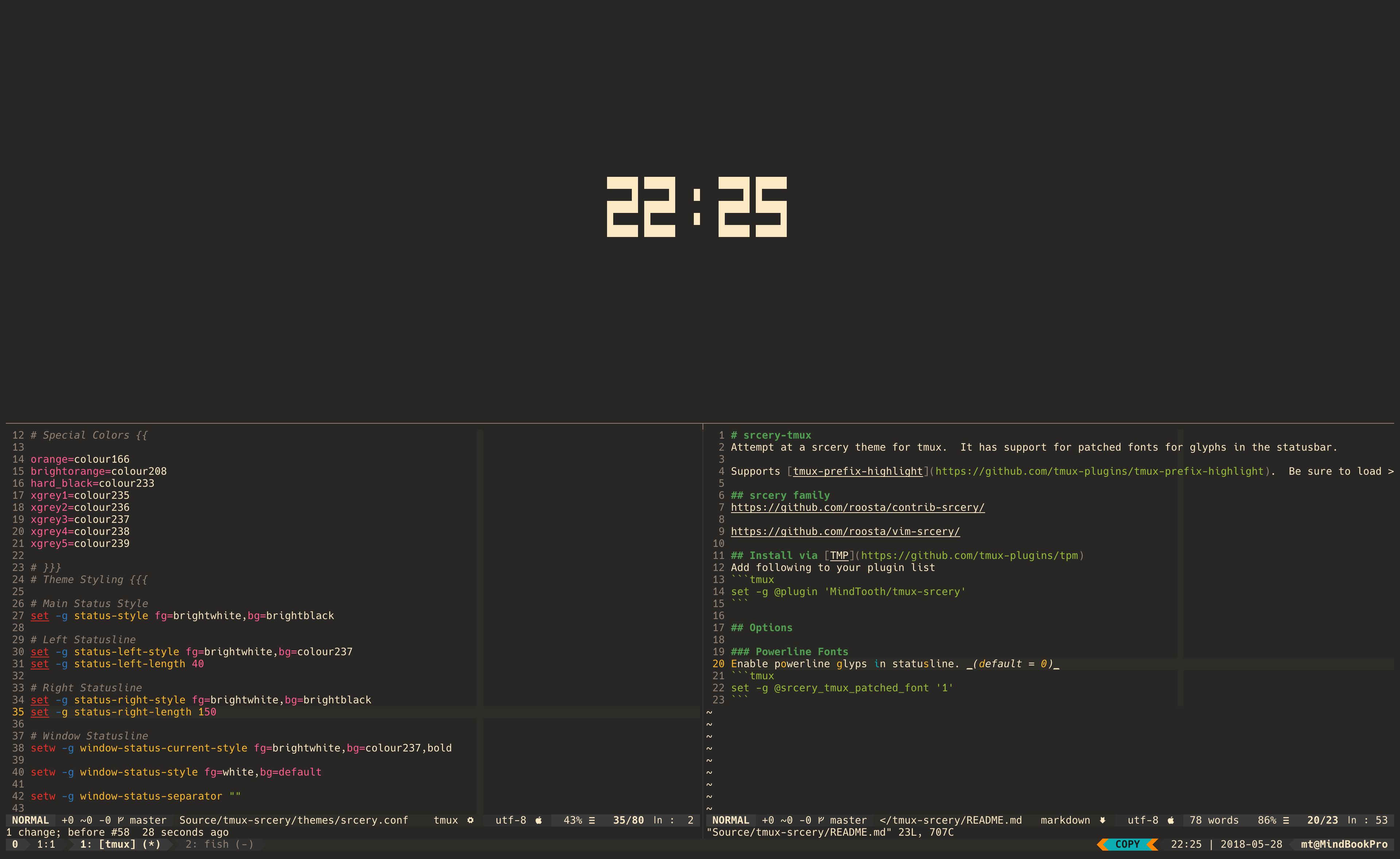 tmux-srcery screenshot