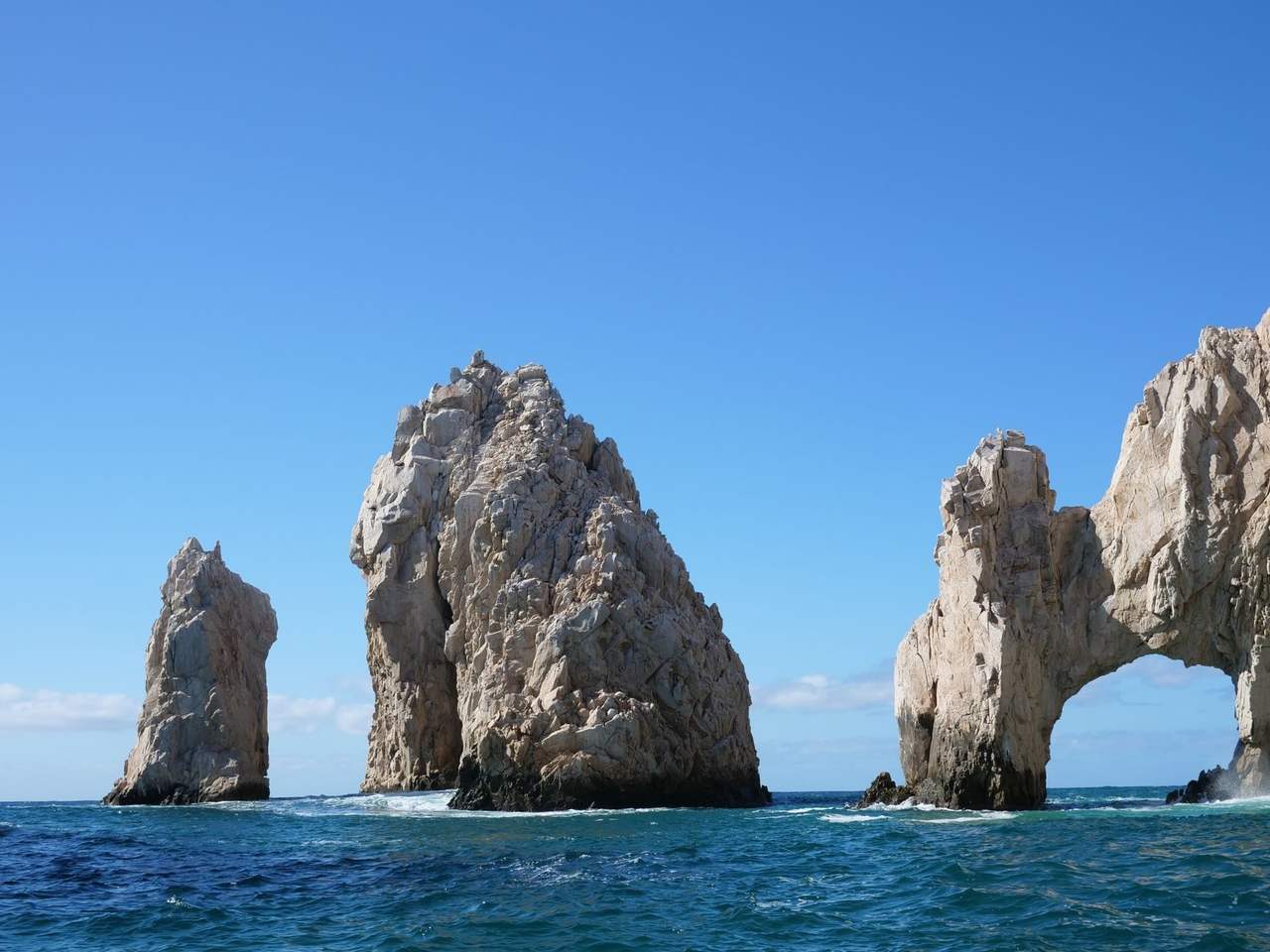 El Arco rock formations at Land's End, Cabo San Lucas, day, clear blue sky