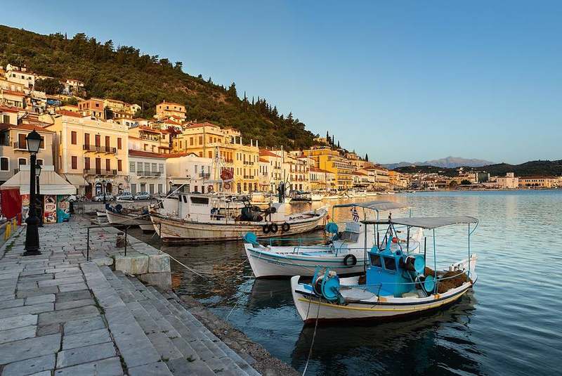Gythio church and Mani waterfront Greece