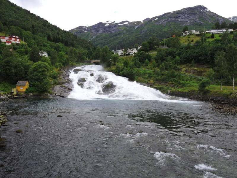 Hellesylt waterfall and Sunnylvsfjord Norway