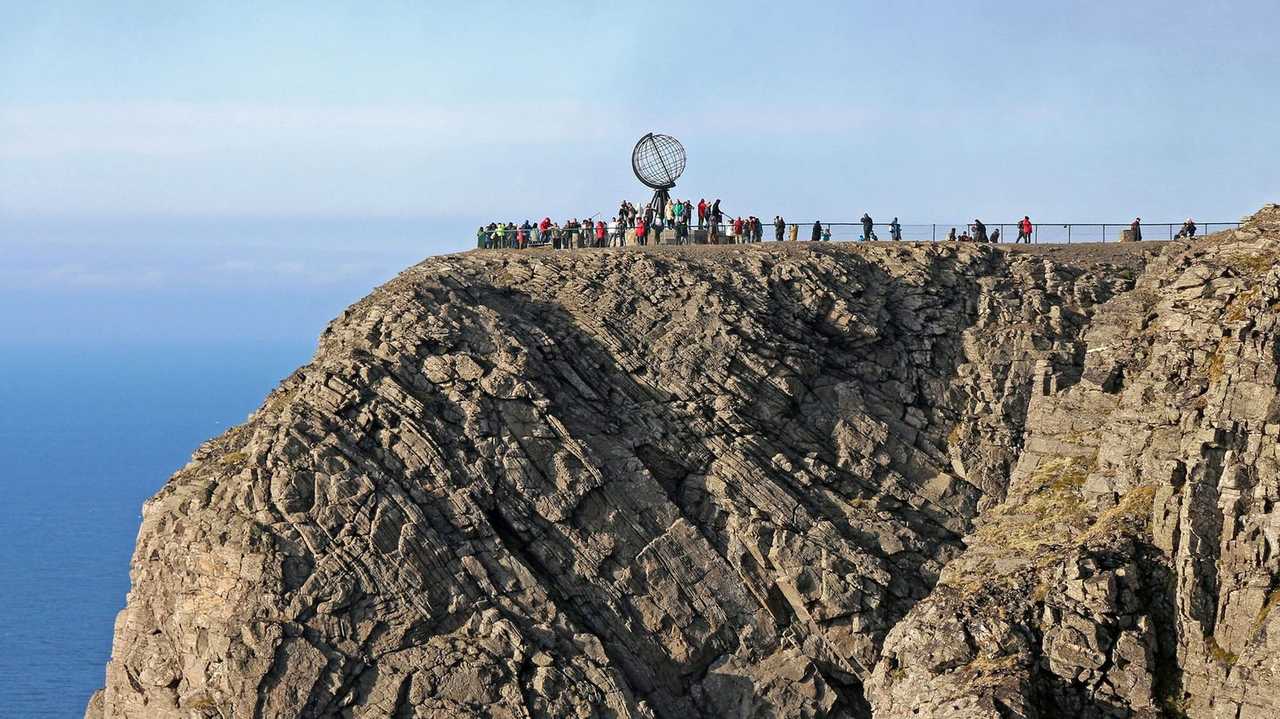 Nordkapp / North Cape globe, day, blue sky