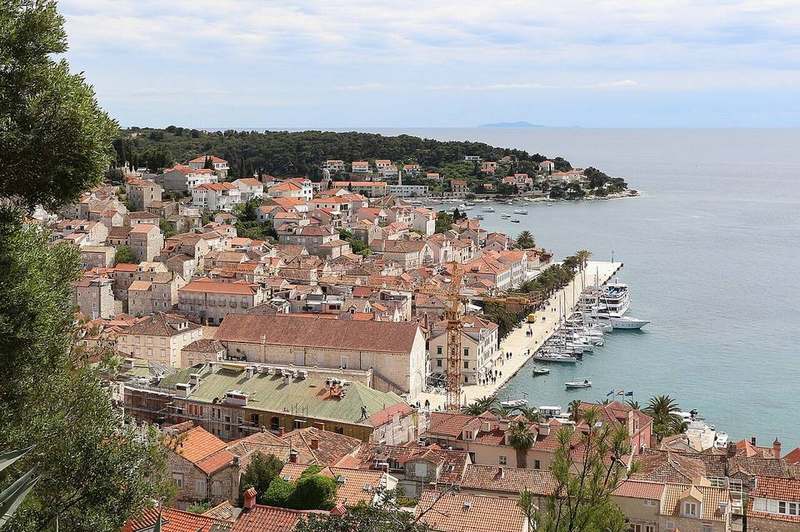 Hvar Town fortress and terracotta roofs Croatia