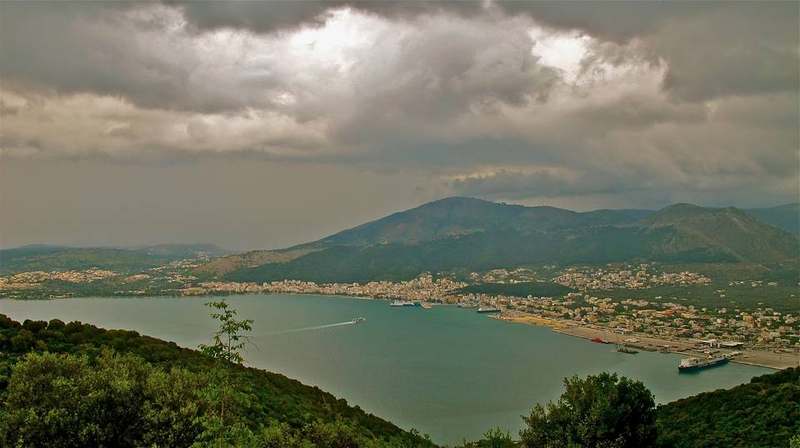 Igoumenitsa coastline and Epirus hills Greece