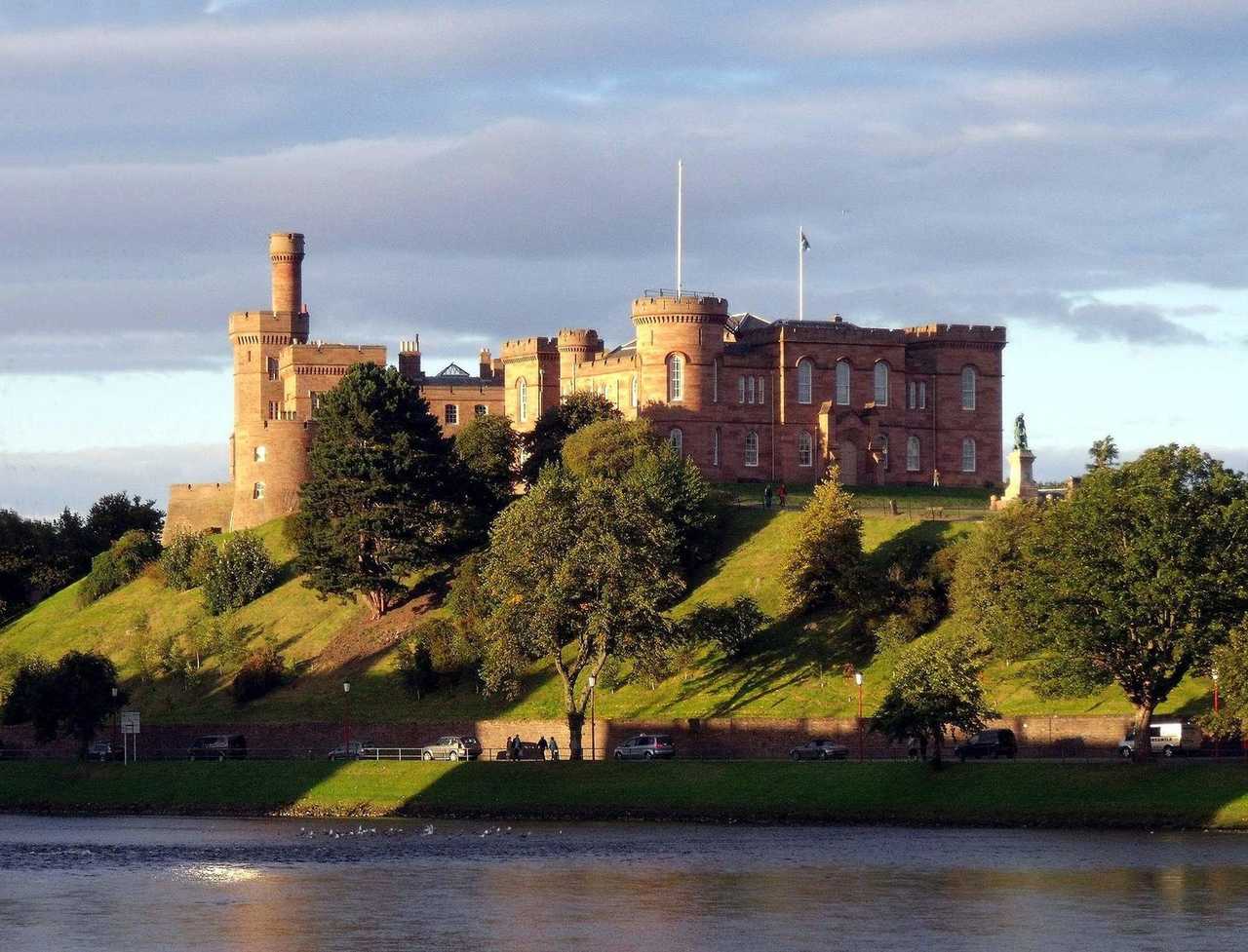 Inverness Castle above the River Ness, day, blue sky