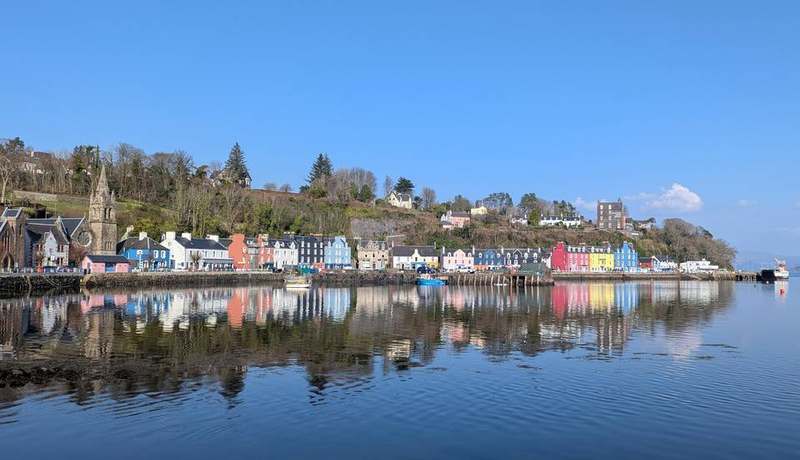 Tobermory colourful harbour front Isle of Mull