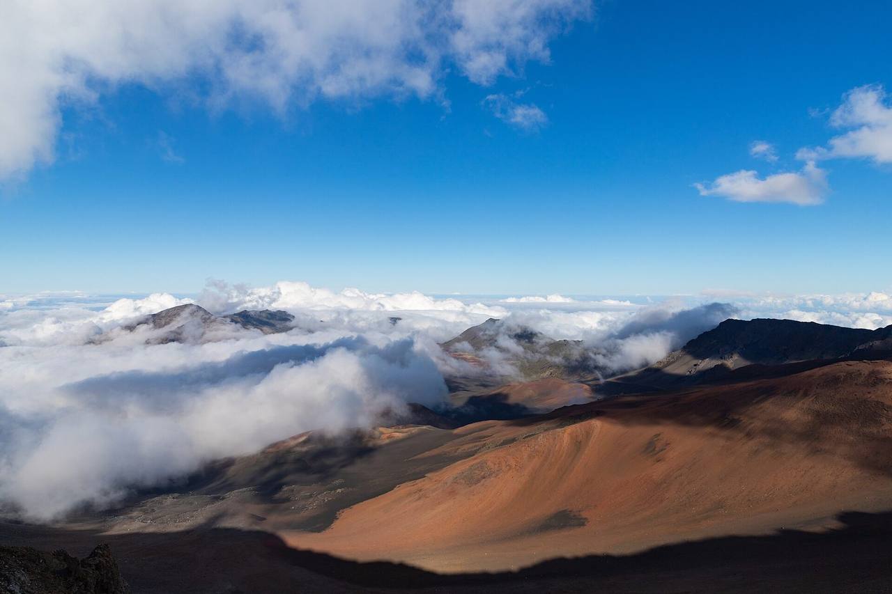 Haleakala crater, Maui, day, blue sky