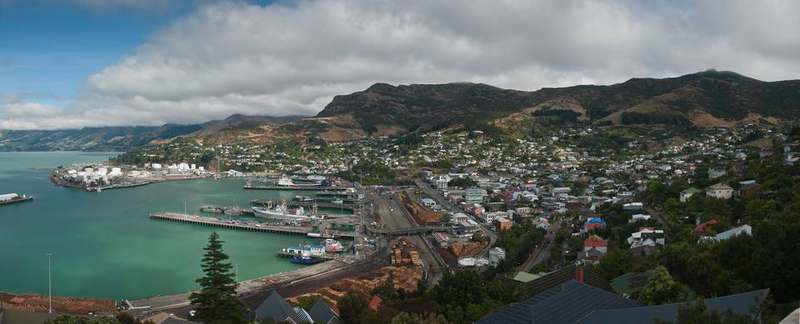 Lyttelton harbour town in the volcanic crater port