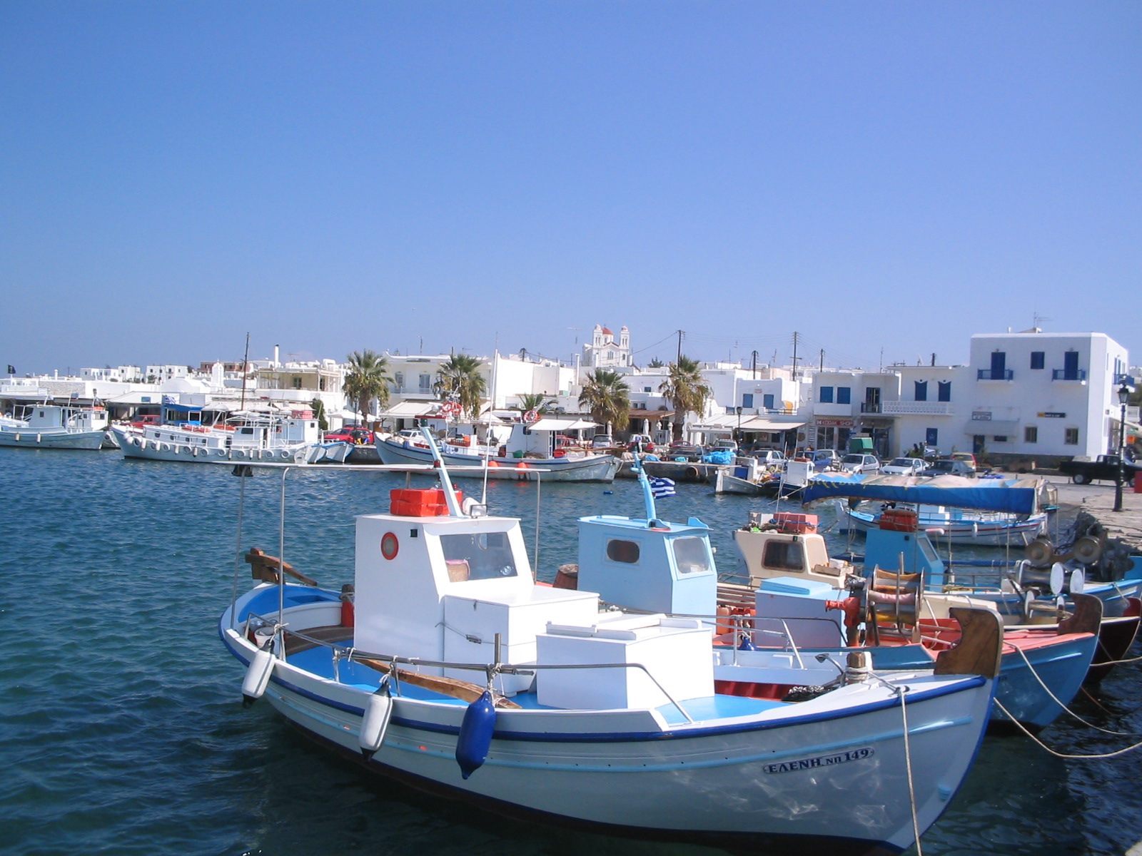 Naoussa whitewashed harbour village on Paros