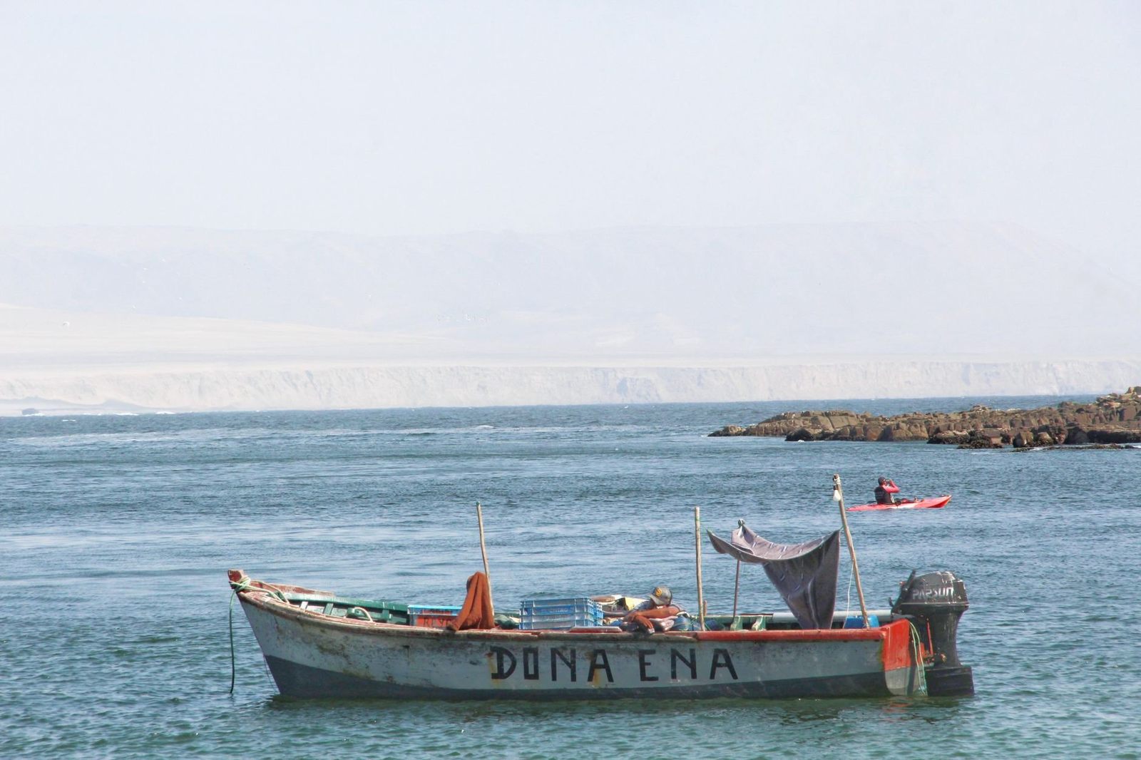Paracas desert coast and Ballestas boat waters in Peru