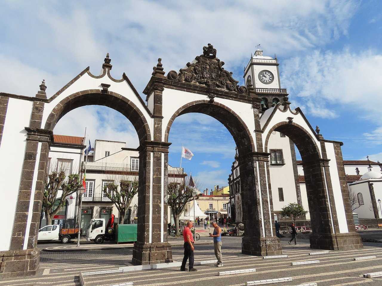 Portas da Cidade (City Gates), Ponta Delgada, Azores, day, blue sky