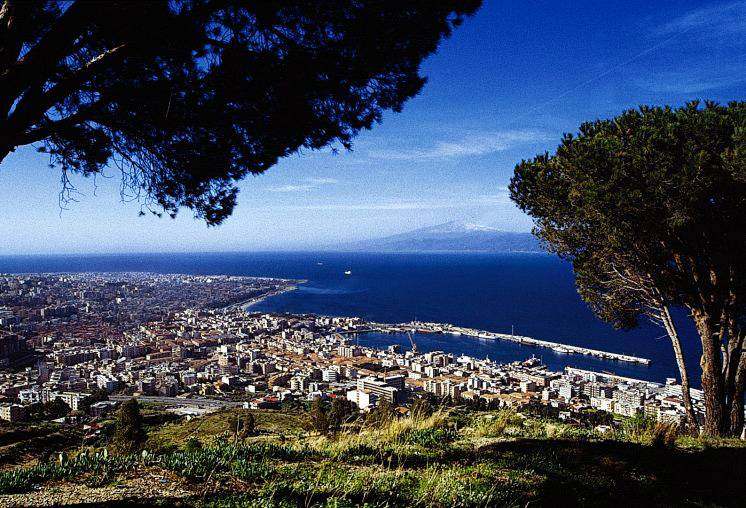 Reggio Calabria lungomare with Strait of Messina views toward Sicily