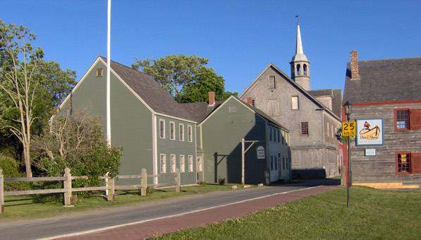 Shelburne historic harbour waterfront in Nova Scotia Canada