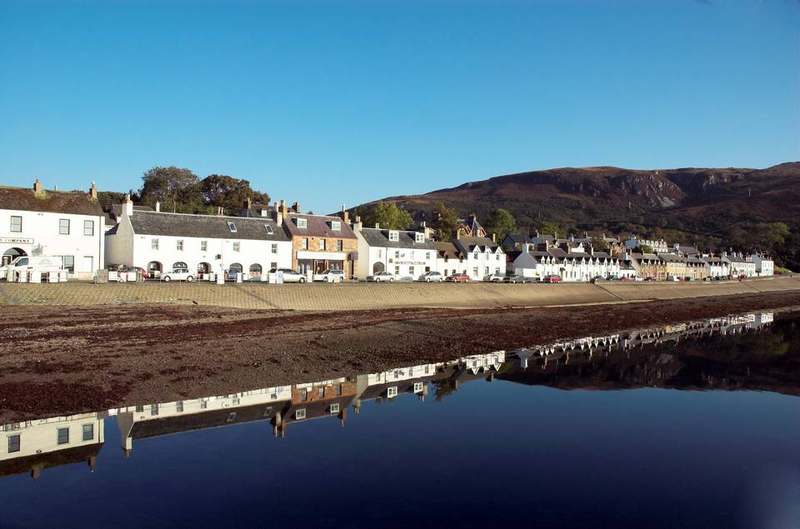 Loch Broom shore and Assynt hills beyond Ullapool