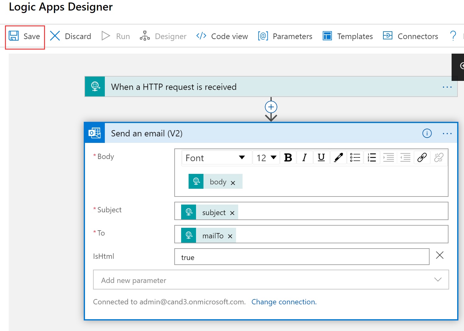 Azure LogicApp Save