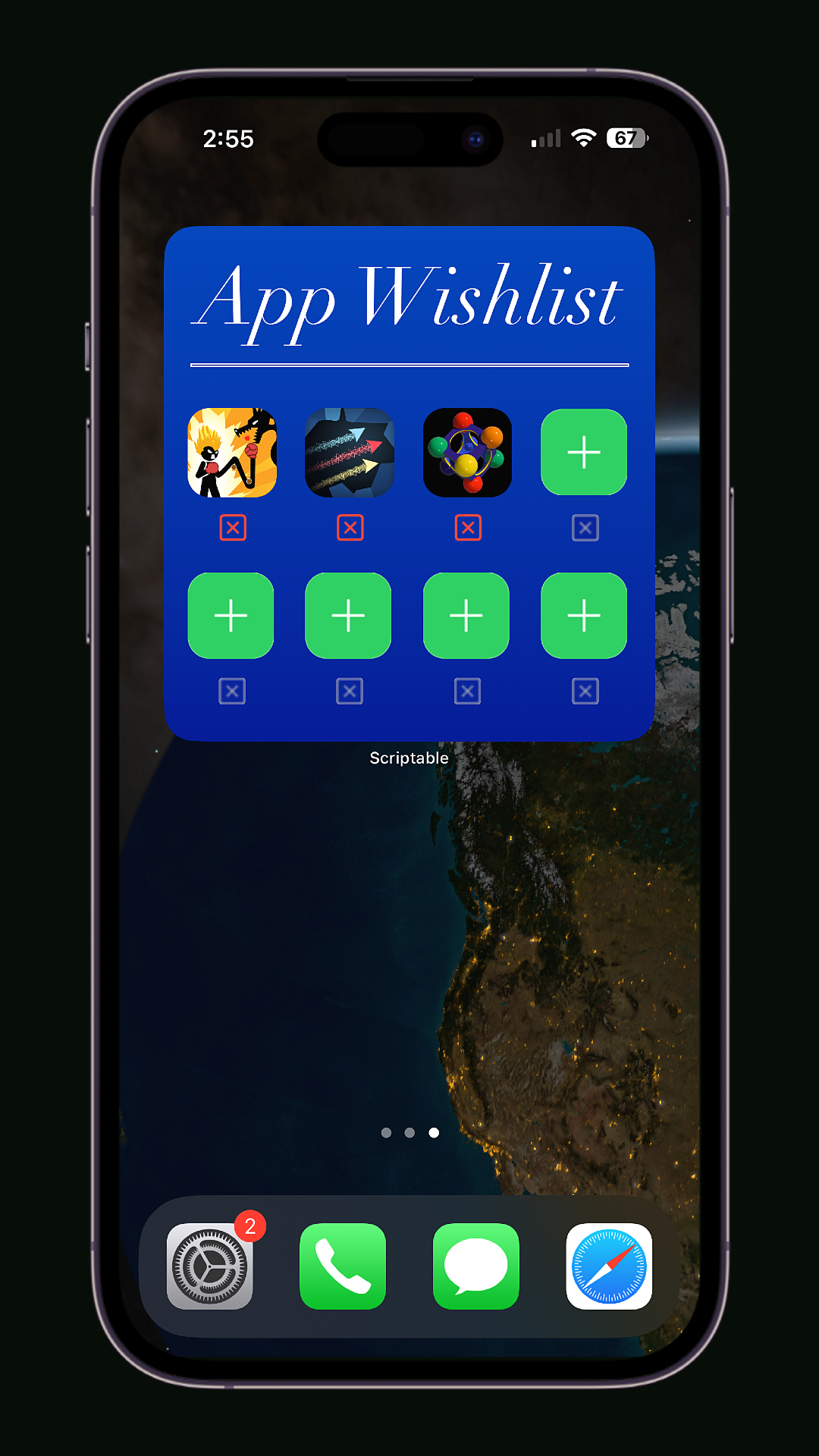 Screenshot of AppWishlistWidget on iPhone 14 Pro Max Homescreen