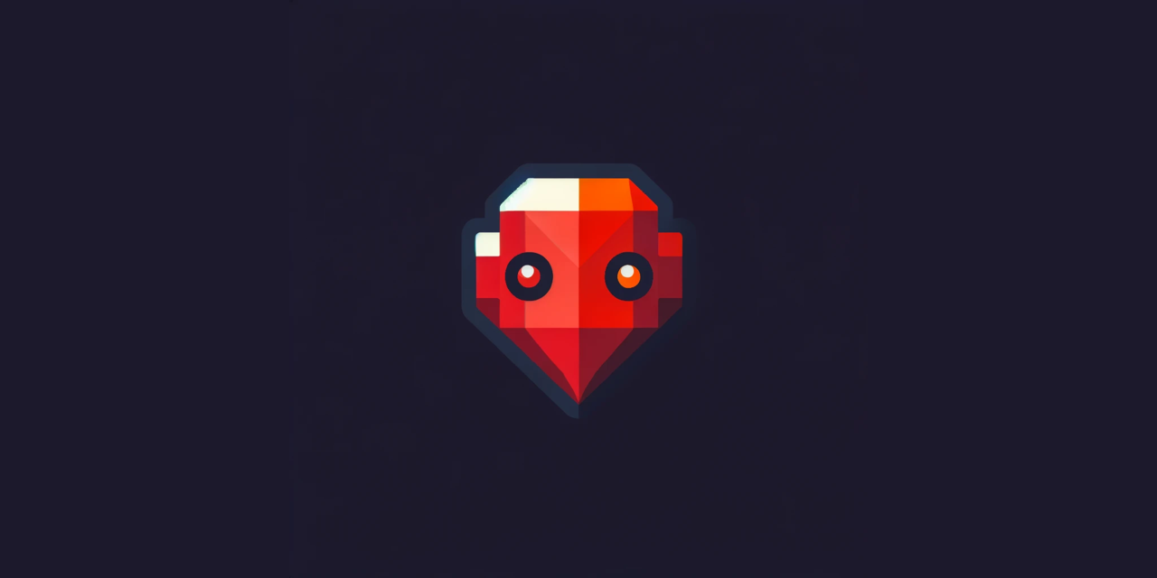 The image features a graphic that merges a red ruby gem with a robotic face to symbolize the integration of a Ruby software library with Mistral AI's technology. The ruby has a reflective white top facet and the robot face includes two orange eyes, reflecting the Mistral AI logo's color. The design is modern and set against a dark background to emphasize the gem and robotic features.