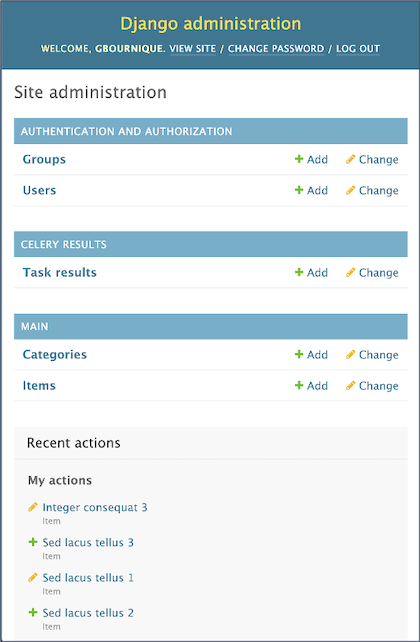 Django Admin page